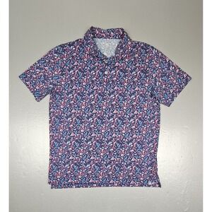 Peter Millar Polo Shirt Mens Small Geometric Seaside Drinks Cocktails‎ Golf